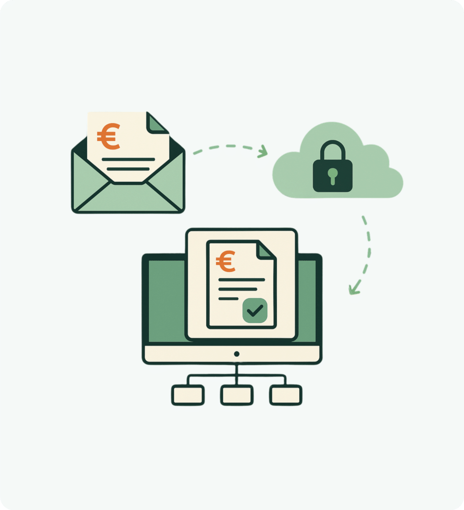 visual van e-facturen die via peppol worden aangeleverd op een computer en daarna verwerkt worden